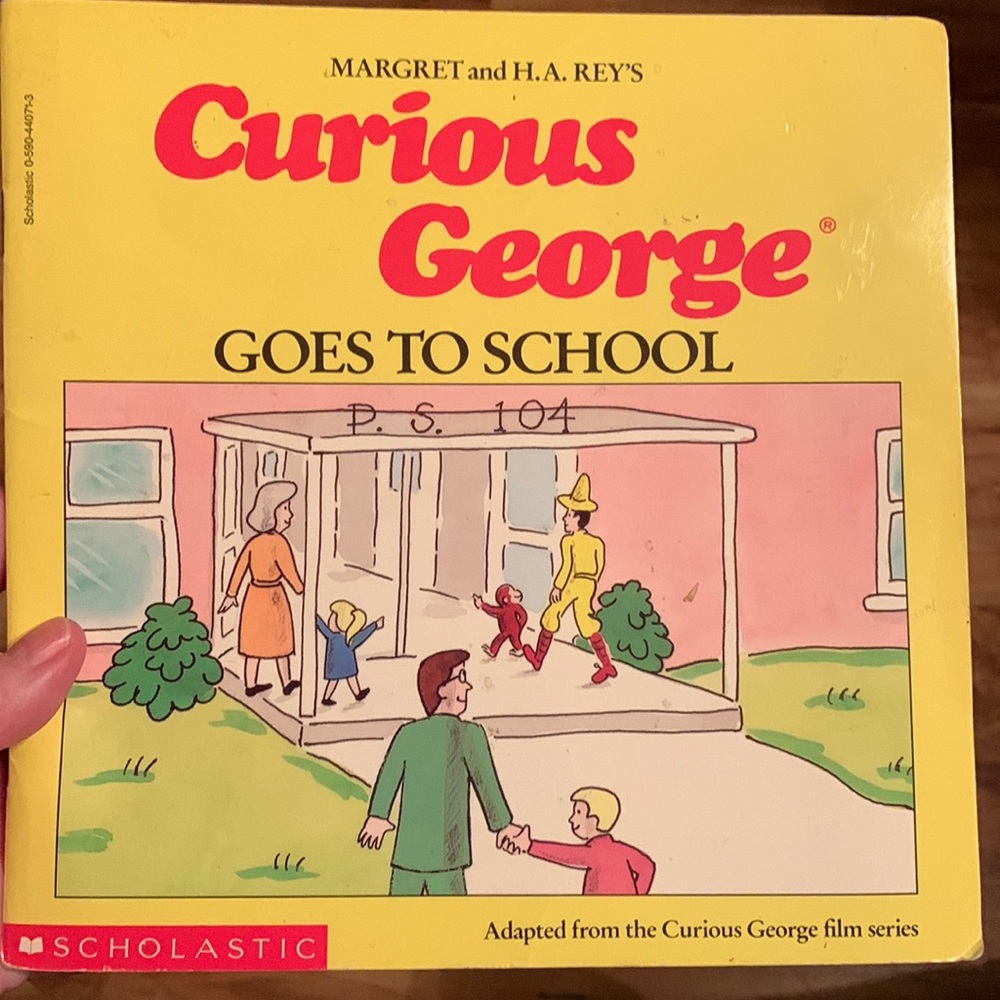 Curious George Goes To School vintage picture book CHILDREN Scholastic 1990 VGUC
